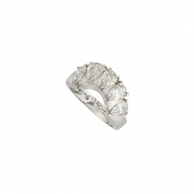 Five Stone Pear Cut Diamond Dress Ring in Platinum 3.50ct